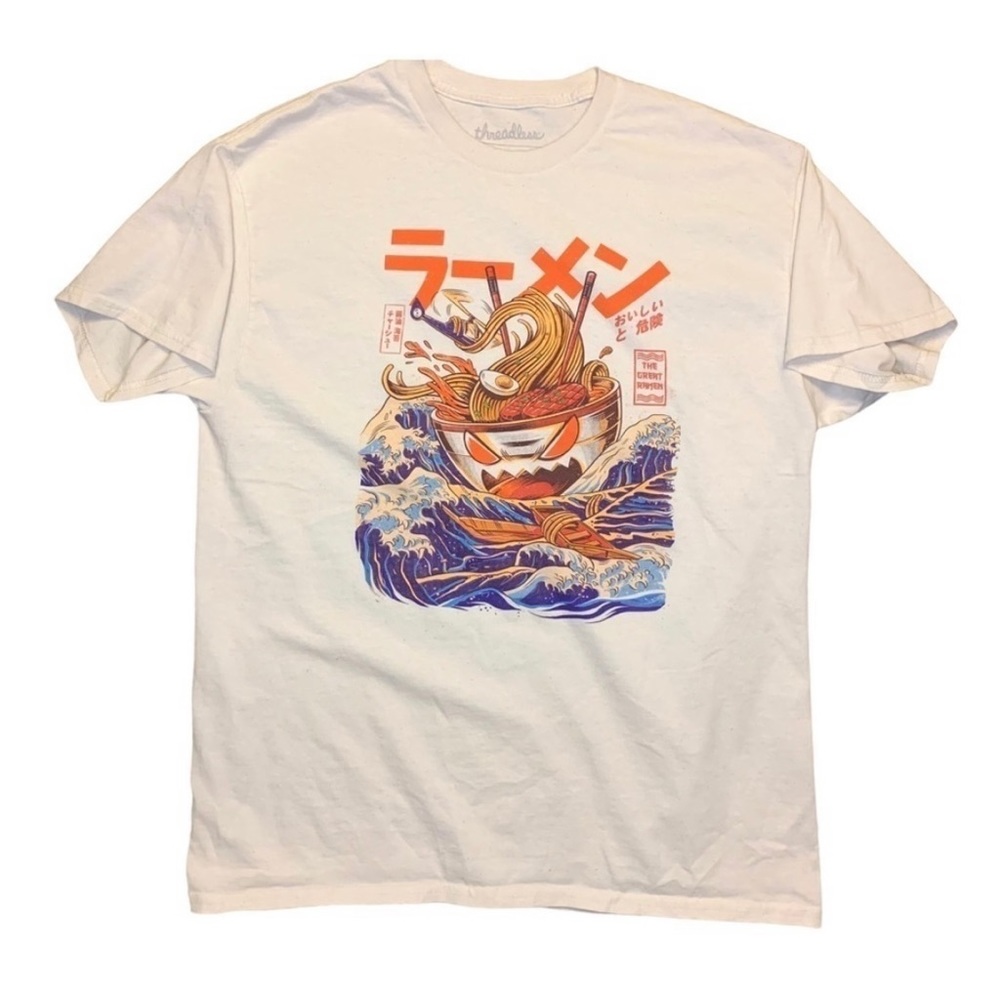 Threadless Mens Large Short Sleeve Ramen Graphic Tee Shirt Crewneck Pullover Top